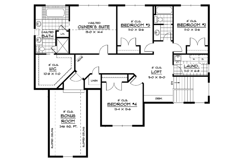 Home Plan - Floor Plan - Upper Floor for Country House Plan #51-664 - 4 bed, 2.5 bath