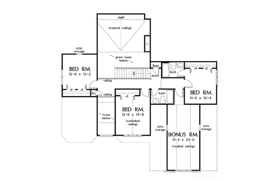 Floor Plan - Upper Floor for Country House Plan #929-888 - 5 bed, 4 bath