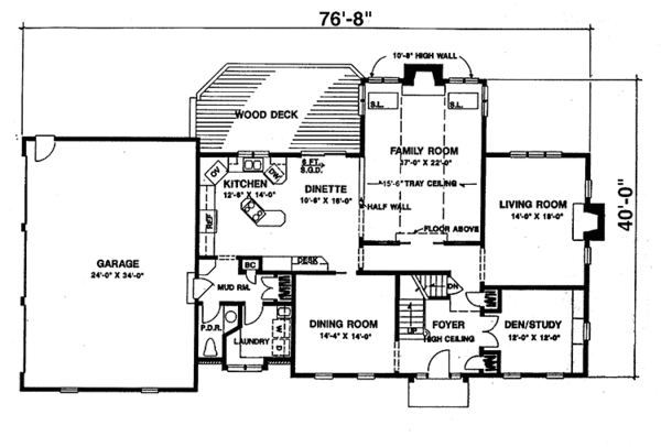 Home Plan - Colonial Floor Plan - Main Floor Plan #1001-12