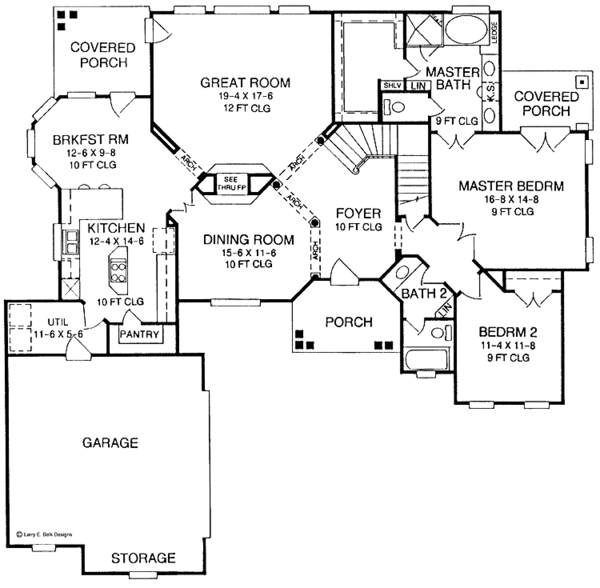 Architectural House Design - Colonial Floor Plan - Main Floor Plan #952-36