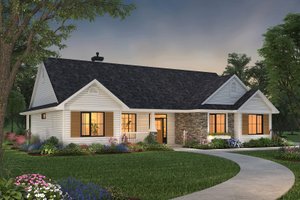 Exterior - Front Elevation 4 for Ranch House Plan #18-1057 - 3 bed, 2 bath