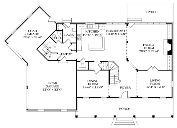 Architectural House Design - Colonial Floor Plan - Main Floor Plan #453-334