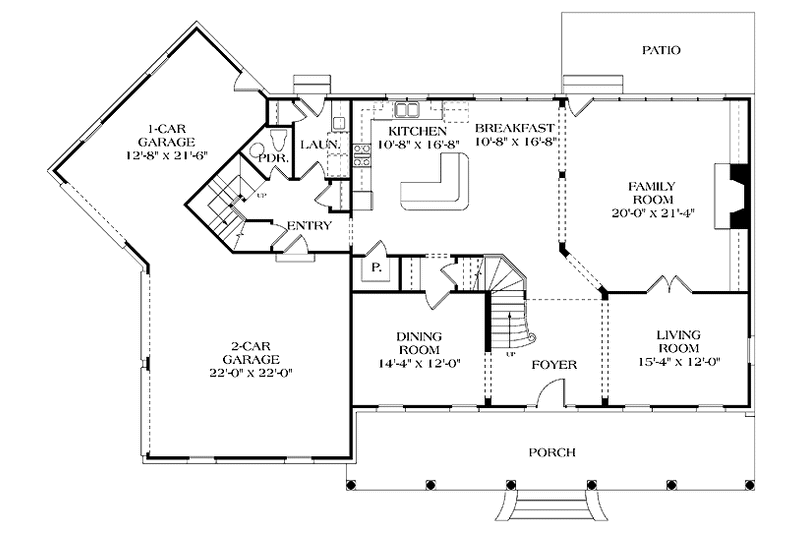 Home Plan - Floor Plan - Main Floor for Colonial House Plan #453-334 - 4 bed, 3.5 bath