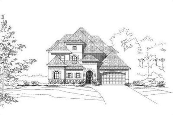 Exterior - Front Elevation for European House Plan #411-308 - 4 bed, 4.5 bath
