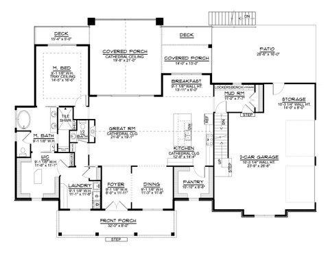 Floor Plan - Main Floor for Farmhouse House Plan #1064-122 - 3 bed, 2.5 bath