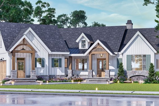 Exterior - Front Elevation 4 for Craftsman House Plan #119-452 - 3 bed, 3.5 bath