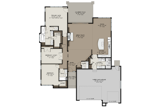 Floor Plan - Main Floor for Contemporary House Plan #1108-11 - 3 bed, 2.5 bath