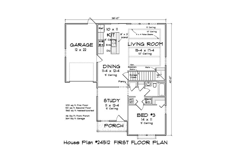 Architectural House Design - Floor Plan - Main Floor 1 for Cottage House Plan #513-2305 - 3 bed, 3 bath