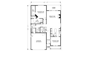Floor Plan - Main Floor for Craftsman House Plan #53-540 - 3 bed, 2.5 bath