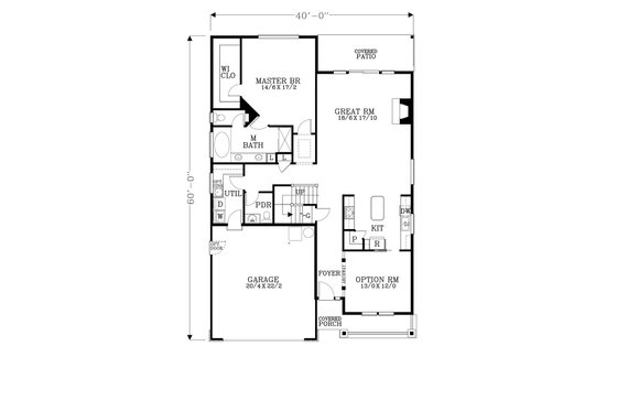 Floor Plan - Main Floor for Craftsman House Plan #53-540 - 3 bed, 2.5 bath