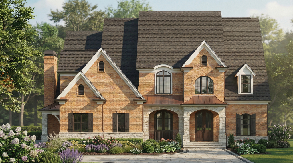 Exterior - Front Elevation 2 for European House Plan #119-293 - 4 bed, 3.5 bath
