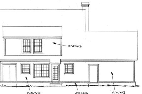 Exterior - Rear Elevation for Traditional House Plan #20-353 - 4 bed, 2.5 bath