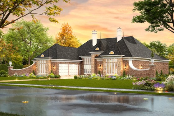 Exterior - Front Elevation 5 for European House Plan #119-356 - 3 bed, 3 bath