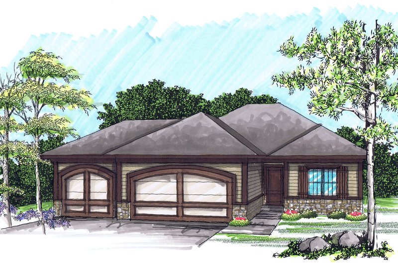 Architectural House Design - Ranch Exterior - Front Elevation Plan #70-1020