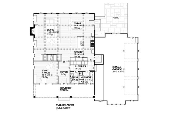 Craftsman house plan, bungalow floor plan