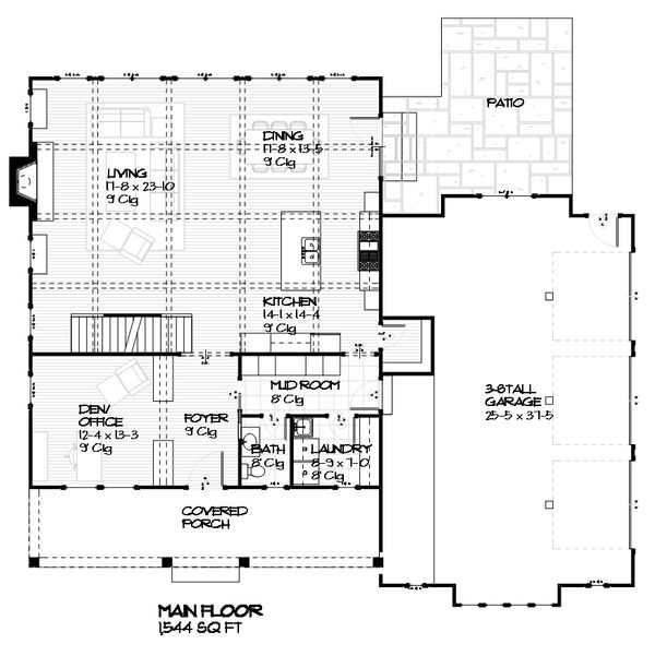 Craftsman house plan, bungalow floor plan
