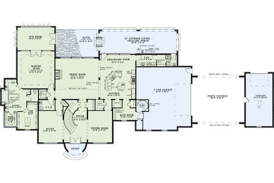 Floor Plan - Main Floor for European House Plan #17-2530 - 4 bed, 3.5 bath