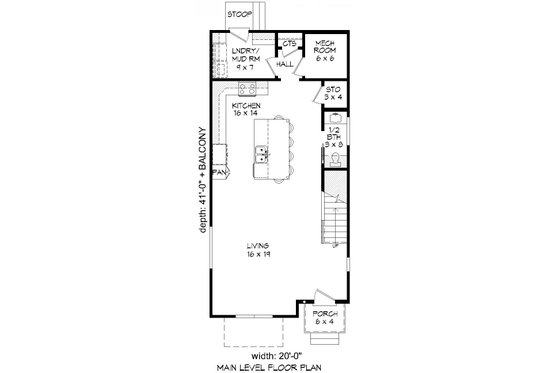Floor Plan - Main Floor for Contemporary House Plan #932-317 - 3 bed, 3.5 bath