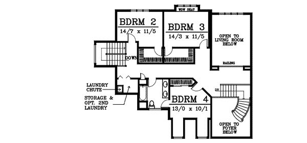 European Floor Plan - Upper Floor Plan #100-206