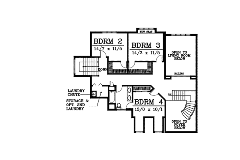 Home Plan - Floor Plan - Upper Floor for European House Plan #100-206 - 5 bed, 2.5 bath