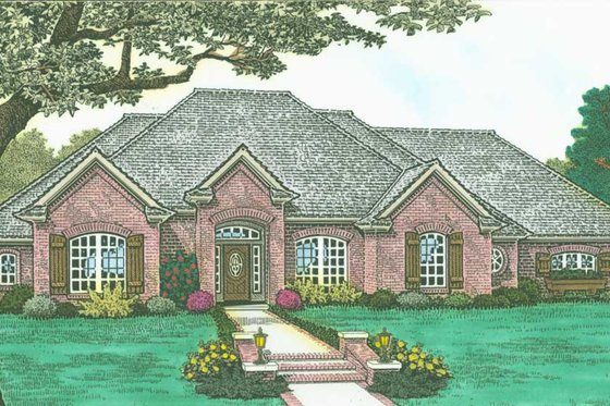 Exterior - Front Elevation for European House Plan #310-430 - 3 bed, 3 bath