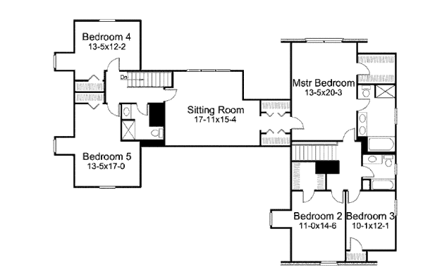 Tudor Floor Plan - Upper Floor Plan #57-543