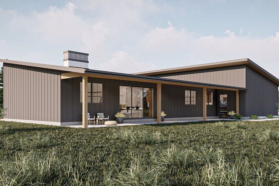 Exterior - Rear Elevation for Barndominium House Plan #455-293 - 3 bed, 2.5 bath
