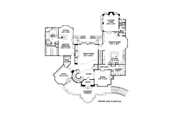 Floor Plan - Main Floor for European House Plan #141-338 - 4 bed, 5.5 bath