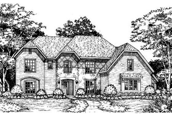 Exterior - Front Elevation for European House Plan #141-307 - 5 bed, 5.5 bath