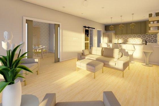 Interior - Family Room for Ranch House Plan #126-245 - 2 bed, 2 bath