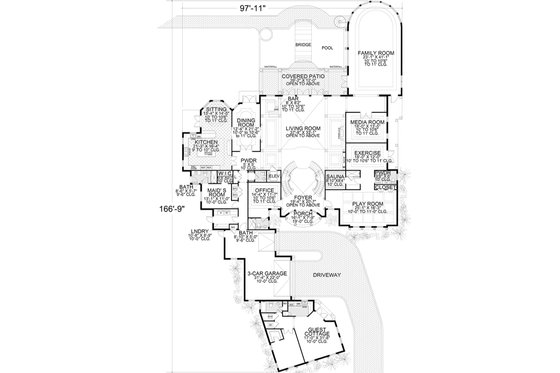 Floor Plan - Main Floor for Mediterranean House Plan #420-250 - 7 bed, 8 bath