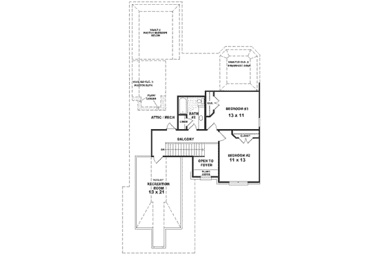Floor Plan - Upper Floor for European House Plan #81-246 - 3 bed, 2.5 bath