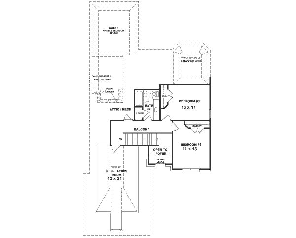 Floor Plan - Upper Floor for European House Plan #81-246 - 3 bed, 2.5 bath