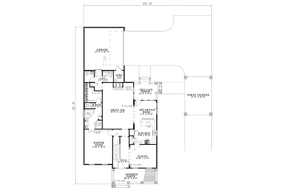 Floor Plan - Main Floor for Colonial House Plan #17-2116 - 4 bed, 2.5 bath