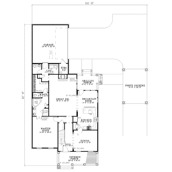 Architectural House Design - Colonial Floor Plan - Main Floor Plan #17-2116