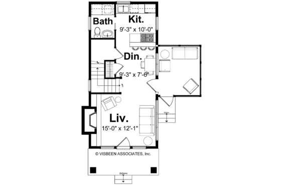 Floor Plan - Main Floor for Craftsman House Plan #928-92 - 2 bed, 1.5 bath
