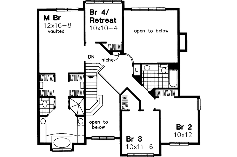 Architectural House Design - Floor Plan - Upper Floor for Contemporary House Plan #320-644 - 4 bed, 2.5 bath