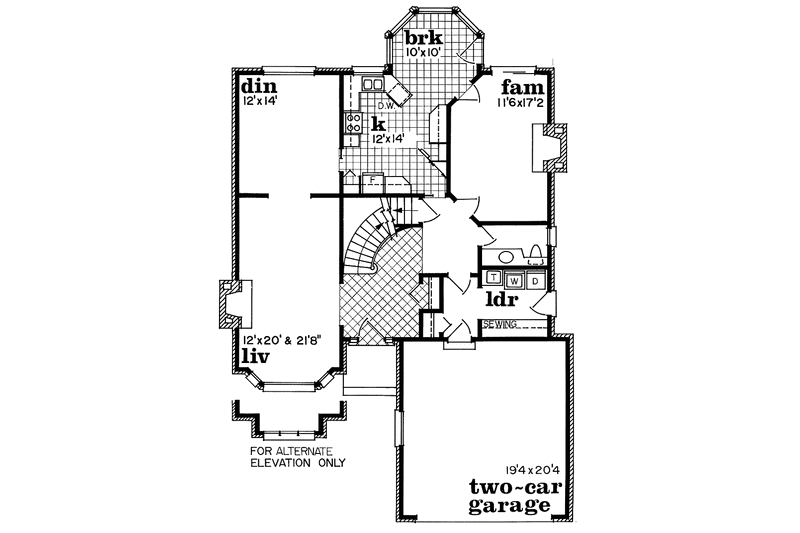 Dream House Plan - Floor Plan - Main Floor for Traditional House Plan #47-973 - 4 bed, 2.5 bath