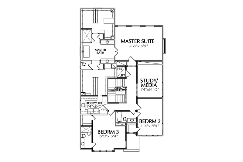Architectural House Design - Floor Plan - Upper Floor for Mediterranean House Plan #1021-13 - 3 bed, 4.5 bath