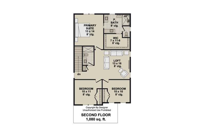 House Blueprint - Floor Plan - Upper Floor for Farmhouse House Plan #51-1514 - 3 bed, 2.5 bath