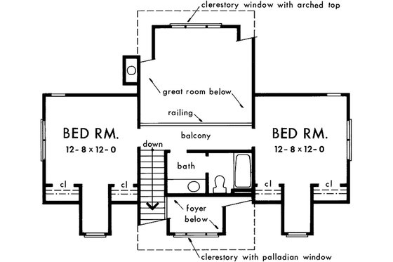 Floor Plan - Upper Floor for Colonial House Plan #929-50 - 3 bed, 2.5 bath