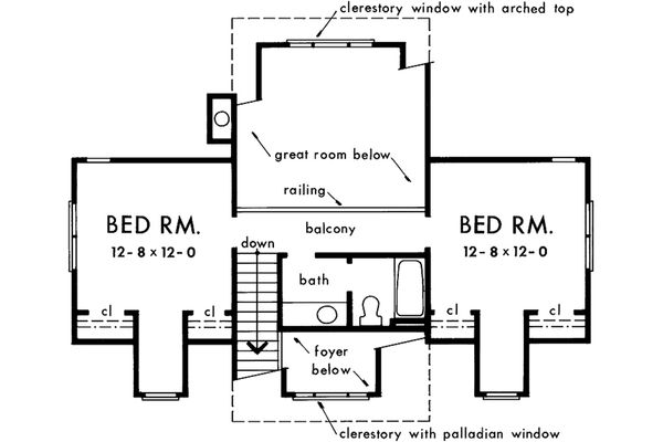 Architectural House Design - Colonial Floor Plan - Upper Floor Plan #929-50