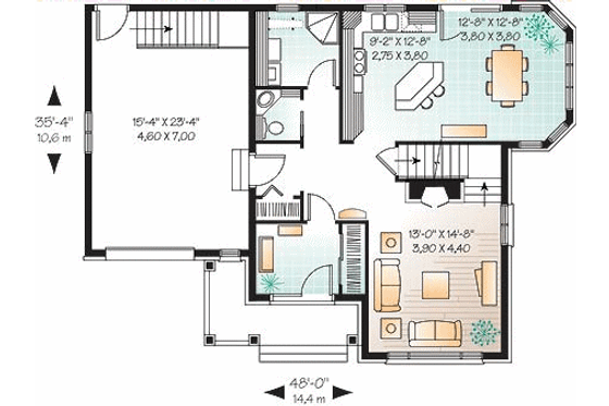 Floor Plan - Main Floor for European House Plan #23-483 - 3 bed, 2 bath