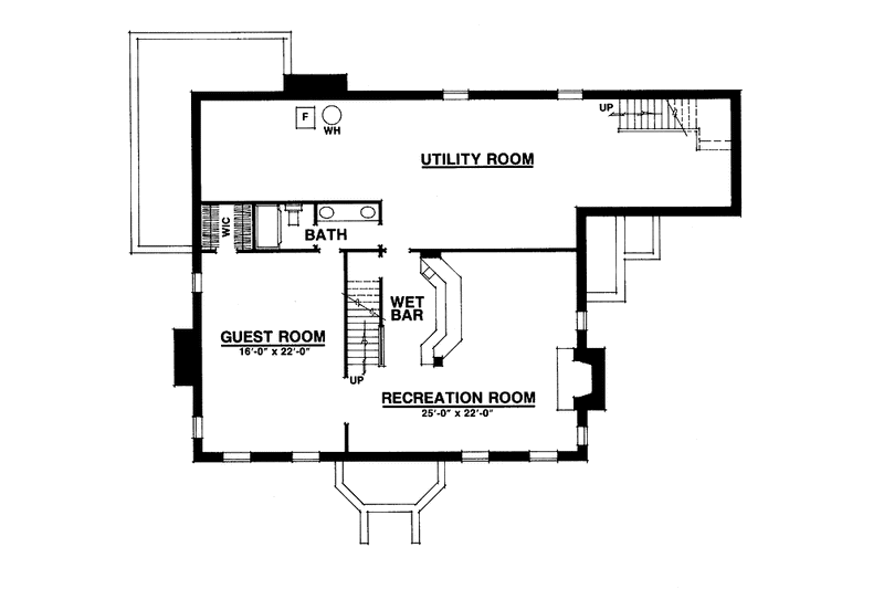 Home Plan - Floor Plan - Lower Floor for Classical House Plan #1016-9 - 3 bed, 2 bath