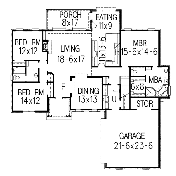 Architectural House Design - Colonial Floor Plan - Main Floor Plan #15-295