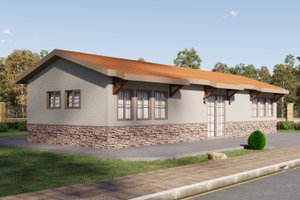 Exterior - Front Elevation 3 for Mediterranean House Plan #1106-101 - 2 bed, 1 bath