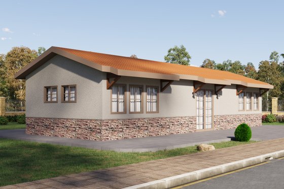 Exterior - Front Elevation 3 for Mediterranean House Plan #1106-101 - 2 bed, 1 bath