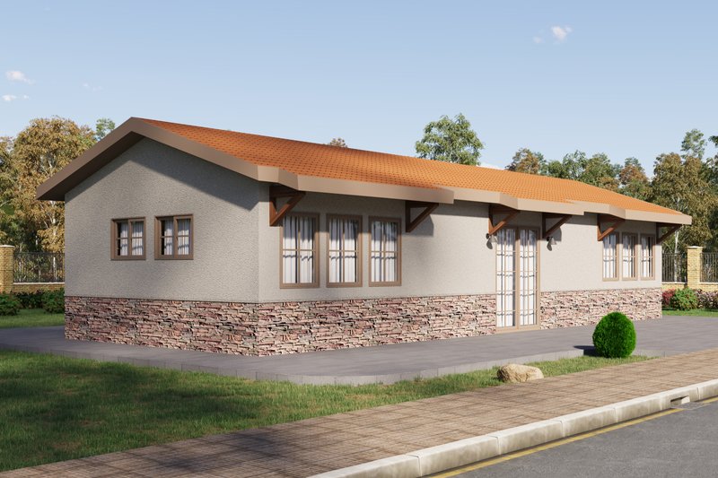 House Design - Exterior - Front Elevation 3 for Mediterranean House Plan #1106-101 - 2 bed, 1 bath