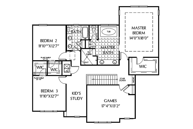 Home Plan - Floor Plan - Upper Floor for Mediterranean House Plan #999-146 - 3 bed, 3 bath