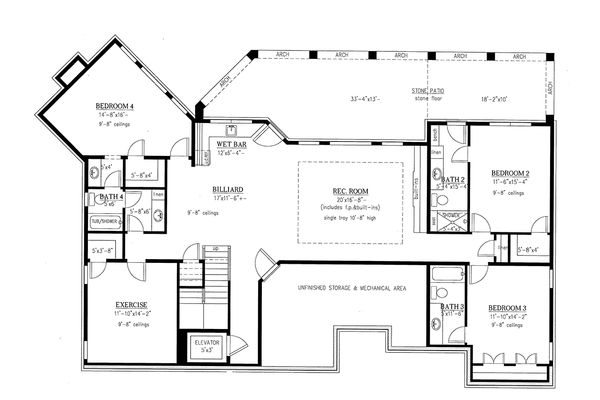 House Blueprint - Craftsman Floor Plan - Lower Floor Plan #437-100
